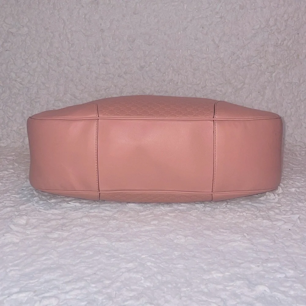 Gucci GG Microguccissima Monogram Bree Pink Leather Hobo Zip Shoulder Bag Purse